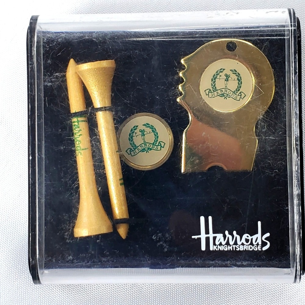 VTG Harrods Knightsbridge Golf Accessories Set W/ Tees Ball Marker & Divot Tool